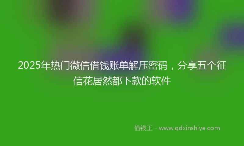 2025年热门微信借钱账单解压密码，分享五个征信花居然都下款的软件