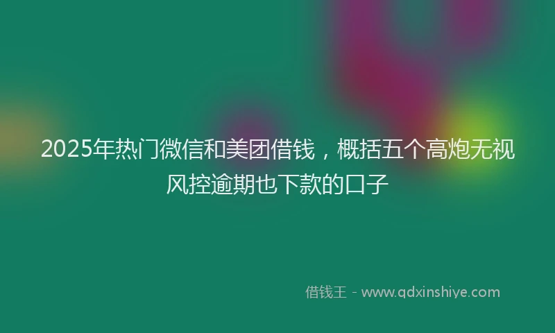 2025年热门微信和美团借钱，概括五个高炮无视风控逾期也下款的口子