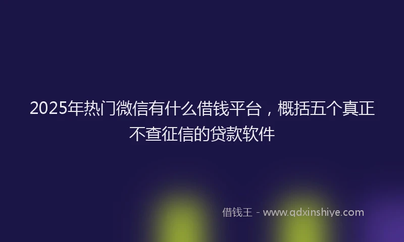 2025年热门微信有什么借钱平台，概括五个真正不查征信的贷款软件