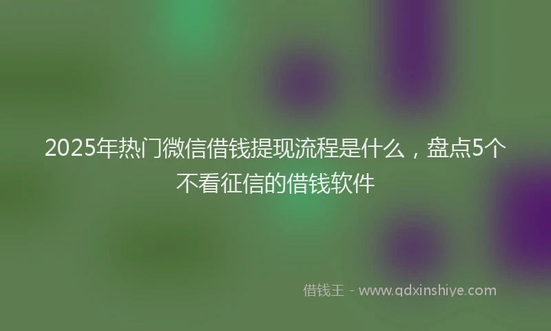 2025年热门微信借钱提现流程是什么，盘点5个不看征信的借钱软件