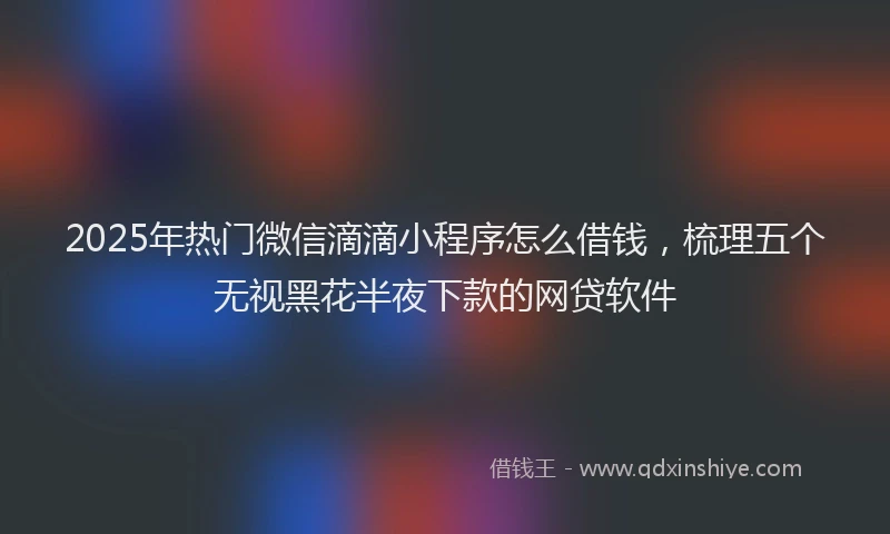 2025年热门微信滴滴小程序怎么借钱，梳理五个无视黑花半夜下款的网贷软件