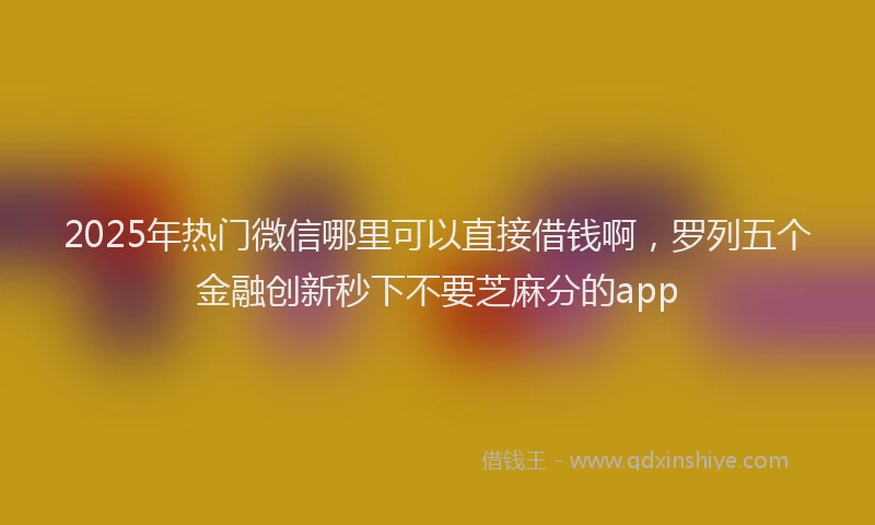 2025年热门微信哪里可以直接借钱啊，罗列五个金融创新秒下不要芝麻分的app