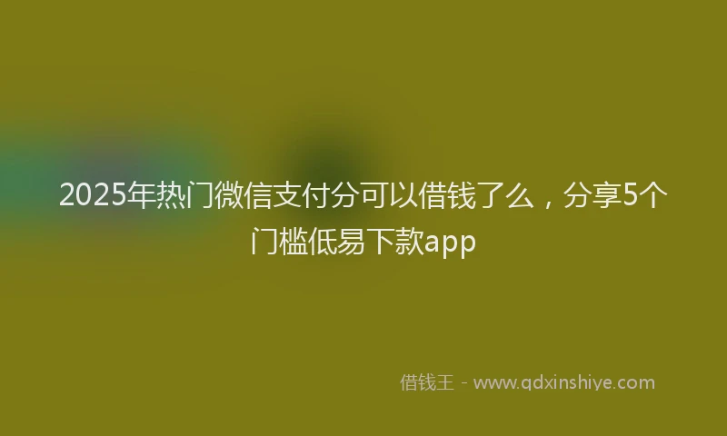 2025年热门微信支付分可以借钱了么，分享5个门槛低易下款app