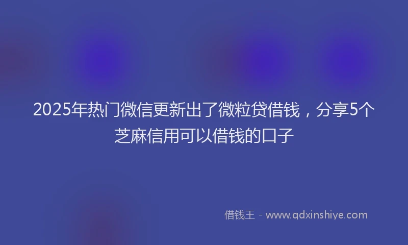 2025年热门微信更新出了微粒贷借钱，分享5个芝麻信用可以借钱的口子