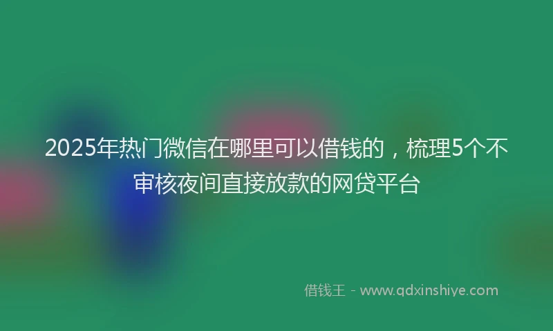 2025年热门微信在哪里可以借钱的，梳理5个不审核夜间直接放款的网贷平台