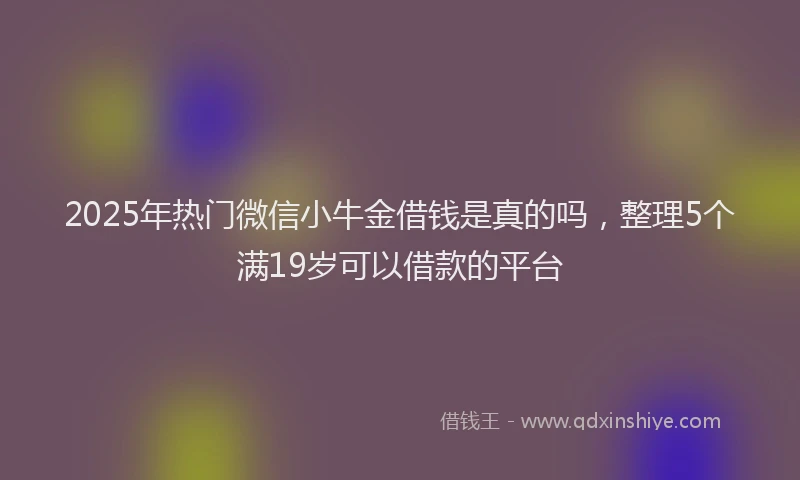2025年热门微信小牛金借钱是真的吗，整理5个满19岁可以借款的平台