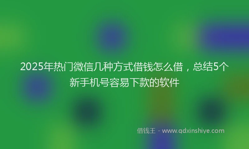 2025年热门微信几种方式借钱怎么借，总结5个新手机号容易下款的软件