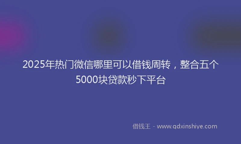 2025年热门微信哪里可以借钱周转，整合五个5000块贷款秒下平台