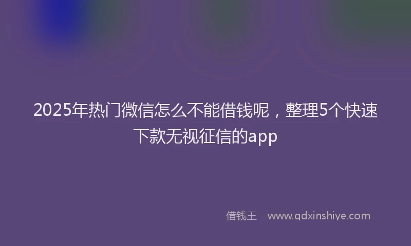 2025年热门微信怎么不能借钱呢，整理5个快速下款无视征信的app