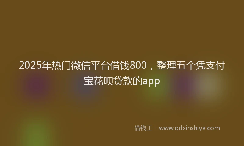 2025年热门微信平台借钱800，整理五个凭支付宝花呗贷款的app