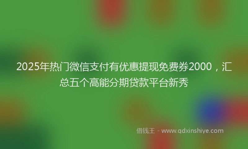 2025年热门微信支付有优惠提现免费券2000，汇总五个高能分期贷款平台新秀