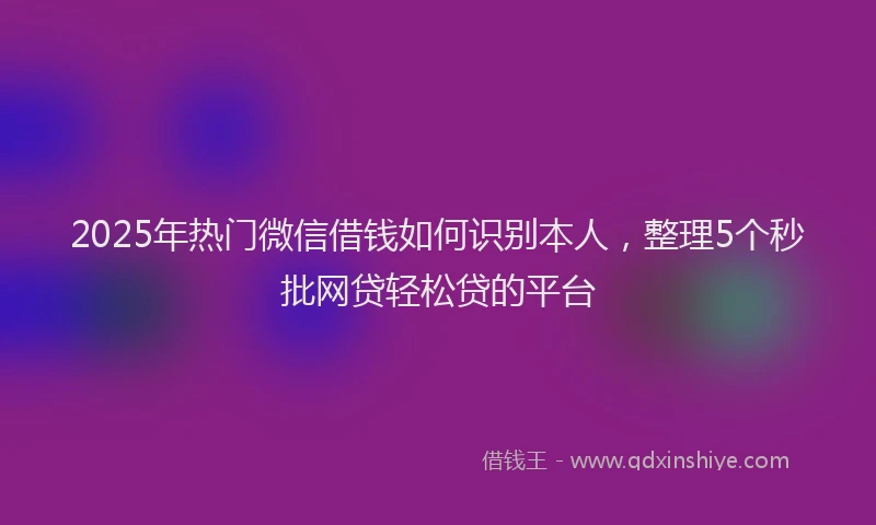 2025年热门微信借钱如何识别本人，整理5个秒批网贷轻松贷的平台