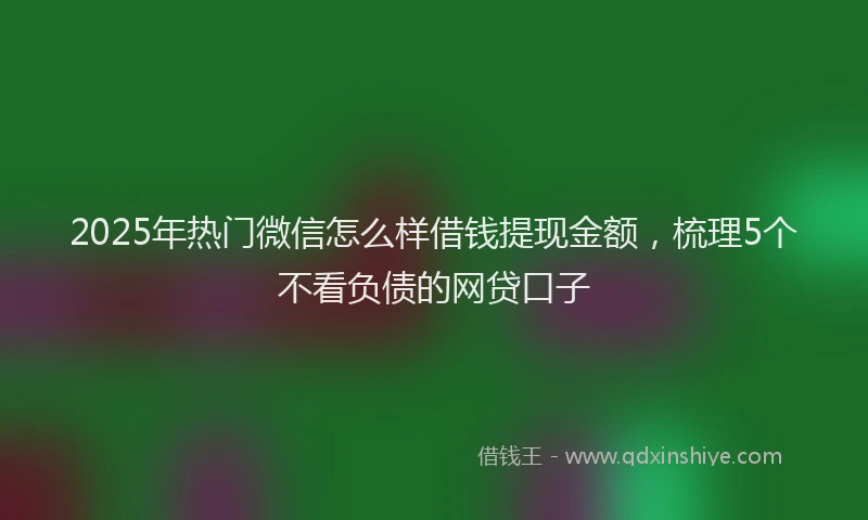 2025年热门微信怎么样借钱提现金额，梳理5个不看负债的网贷口子