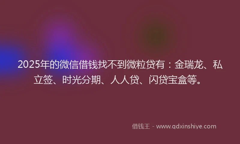 2025年的微信借钱找不到微粒贷有：金瑞龙、私立签、时光分期、人人贷、闪贷宝盒等。