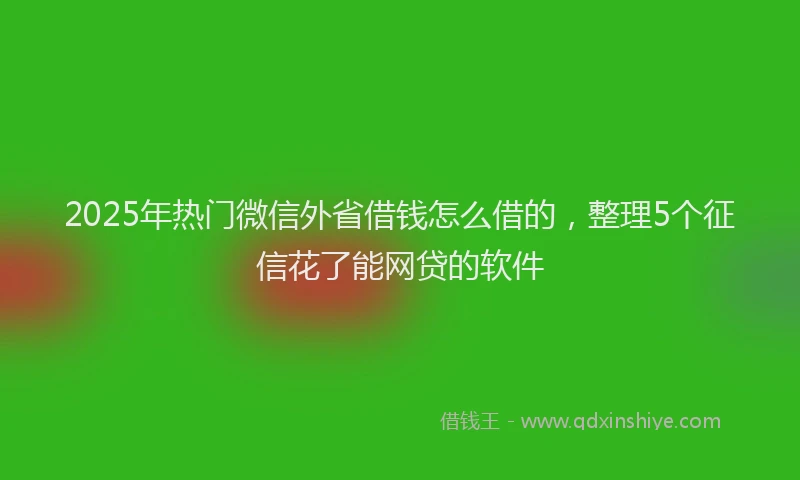 2025年热门微信外省借钱怎么借的，整理5个征信花了能网贷的软件