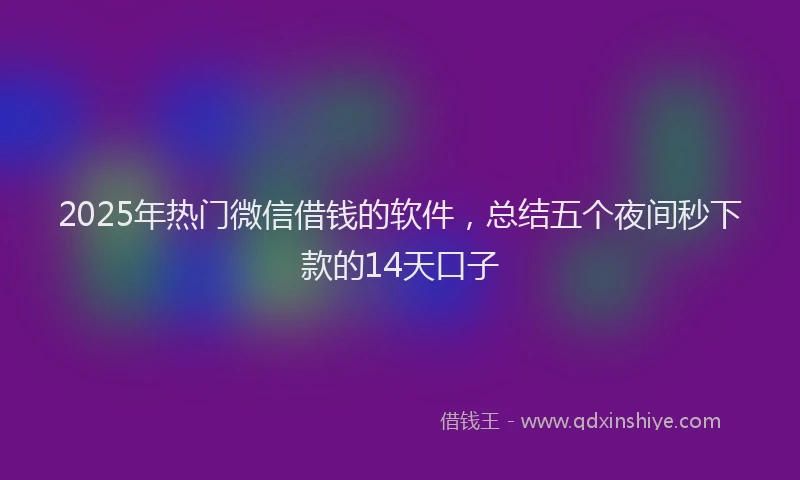 2025年热门微信借钱的软件，总结五个夜间秒下款的14天口子