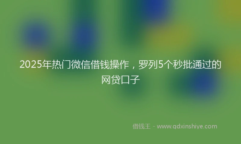 2025年热门微信借钱操作，罗列5个秒批通过的网贷口子
