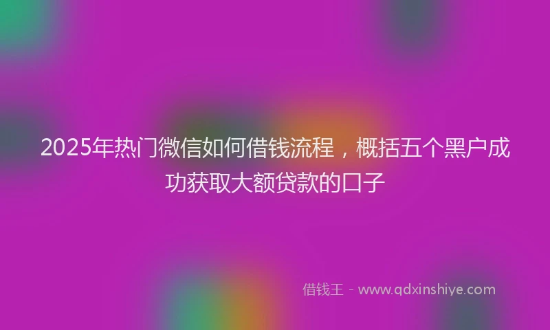 2025年热门微信如何借钱流程，概括五个黑户成功获取大额贷款的口子