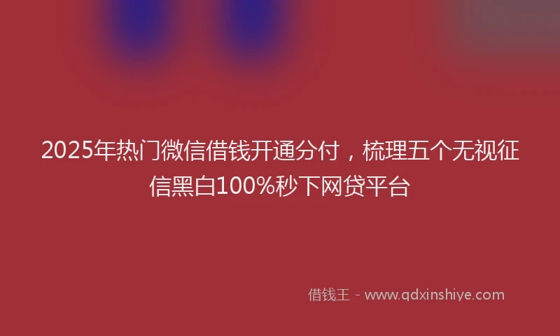 2025年热门微信借钱开通分付，梳理五个无视征信黑白100%秒下网贷平台