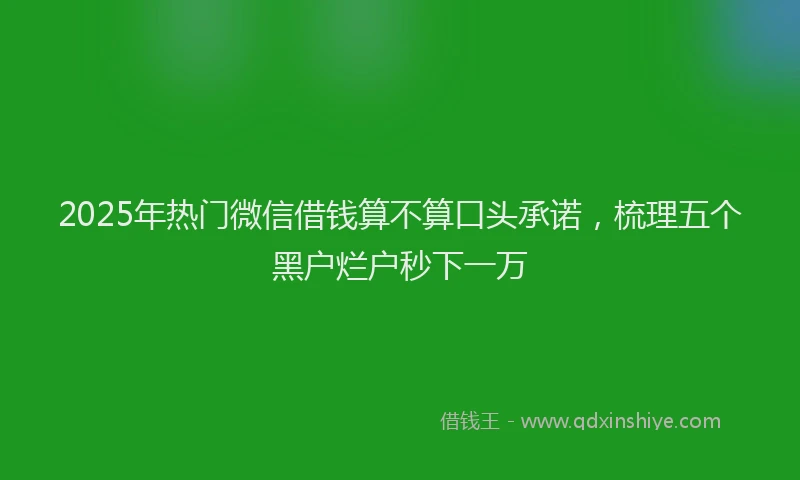 2025年热门微信借钱算不算口头承诺，梳理五个黑户烂户秒下一万