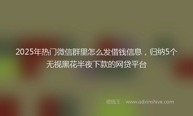 2025年热门微信群里怎么发借钱信息，归纳5个无视黑花半夜下款的网贷平台