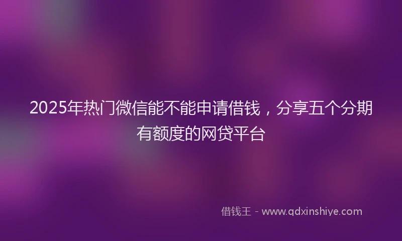 2025年热门微信能不能申请借钱，分享五个分期有额度的网贷平台