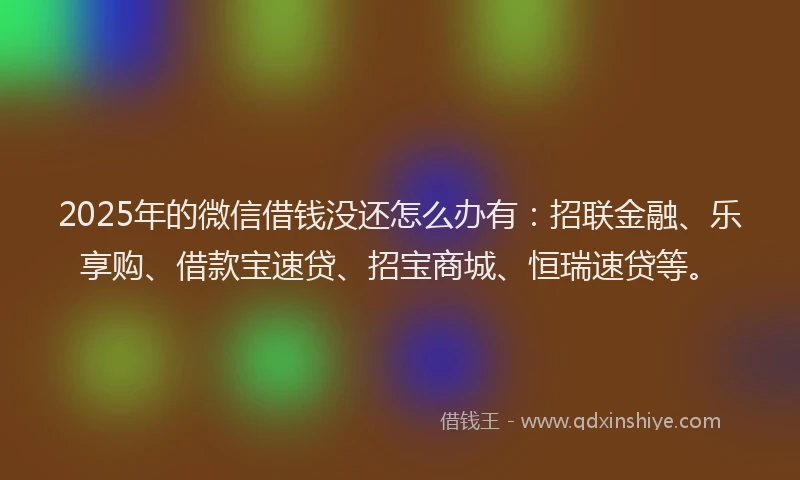 2025年的微信借钱没还怎么办有：招联金融、乐享购、借款宝速贷、招宝商城、恒瑞速贷等。