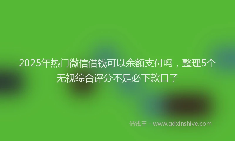 2025年热门微信借钱可以余额支付吗，整理5个无视综合评分不足必下款口子
