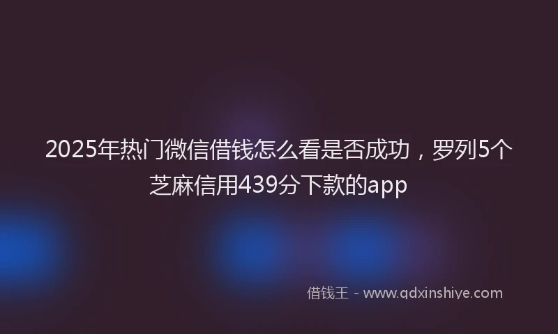 2025年热门微信借钱怎么看是否成功，罗列5个芝麻信用439分下款的app