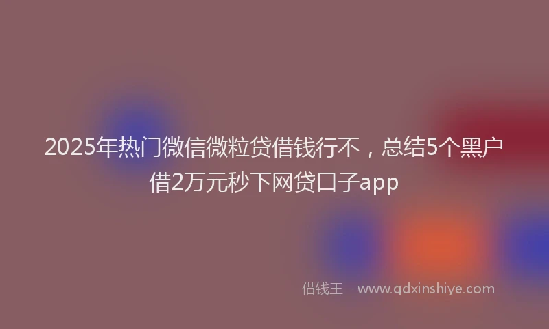 2025年热门微信微粒贷借钱行不，总结5个黑户借2万元秒下网贷口子app