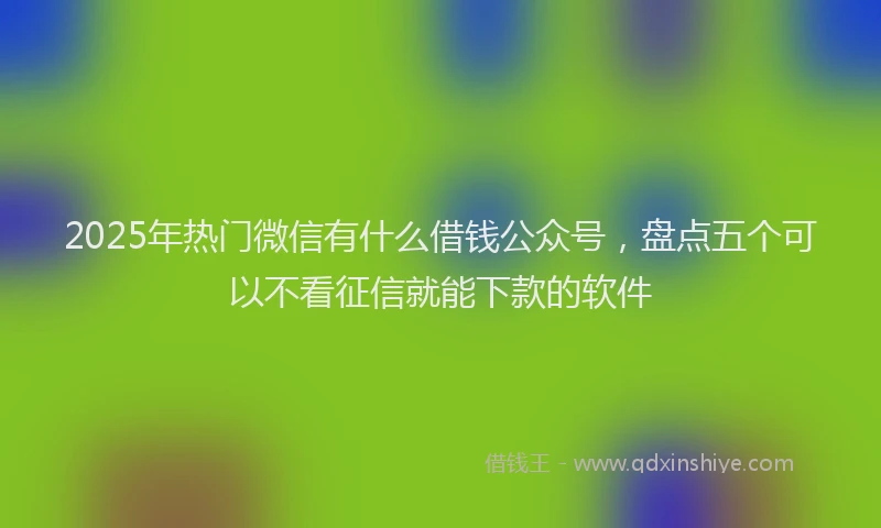 2025年热门微信有什么借钱公众号，盘点五个可以不看征信就能下款的软件