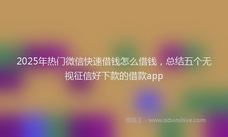 2025年热门微信快速借钱怎么借钱，总结五个无视征信好下款的借款app