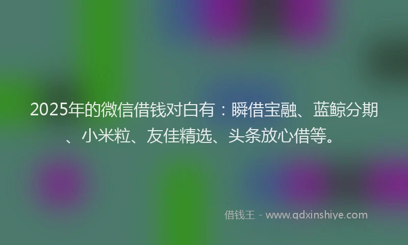 2025年的微信借钱对白有：瞬借宝融、蓝鲸分期、小米粒、友佳精选、头条放心借等。