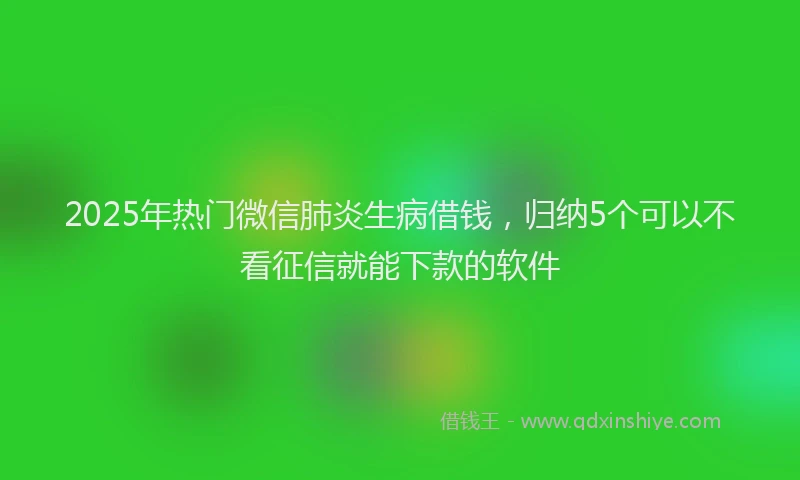 2025年热门微信肺炎生病借钱，归纳5个可以不看征信就能下款的软件