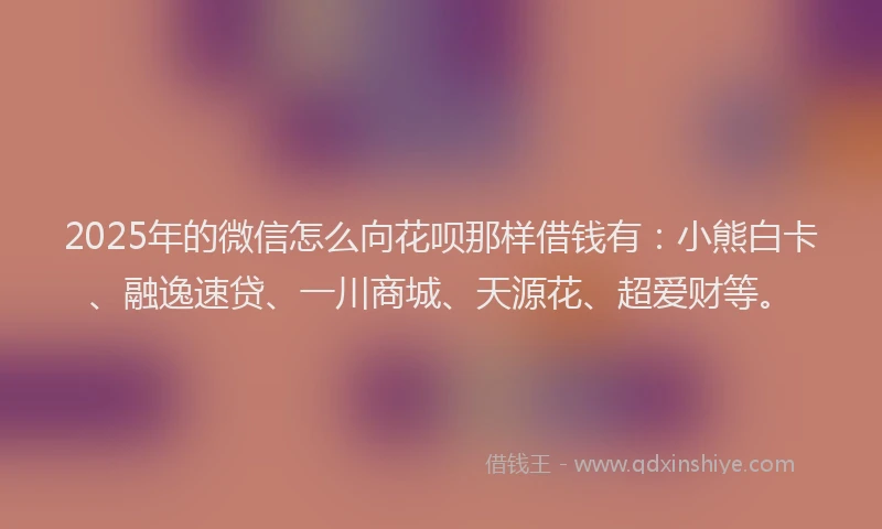 2025年的微信怎么向花呗那样借钱有：小熊白卡、融逸速贷、一川商城、天源花、超爱财等。