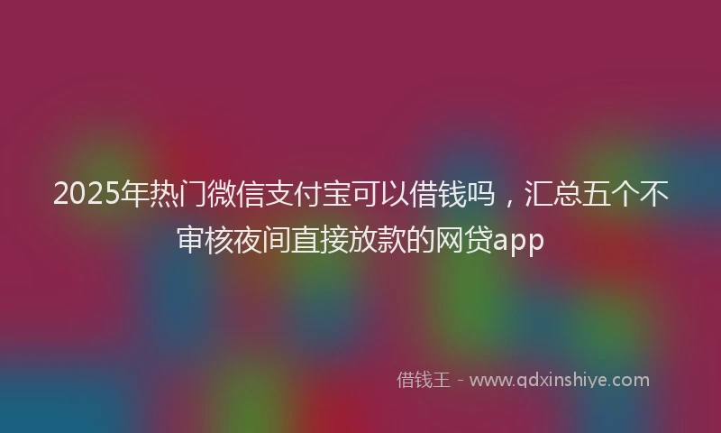2025年热门微信支付宝可以借钱吗，汇总五个不审核夜间直接放款的网贷app
