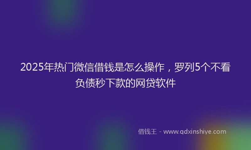 2025年热门微信借钱是怎么操作，罗列5个不看负债秒下款的网贷软件