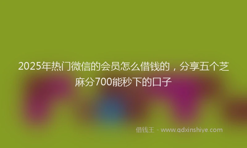 2025年热门微信的会员怎么借钱的，分享五个芝麻分700能秒下的口子