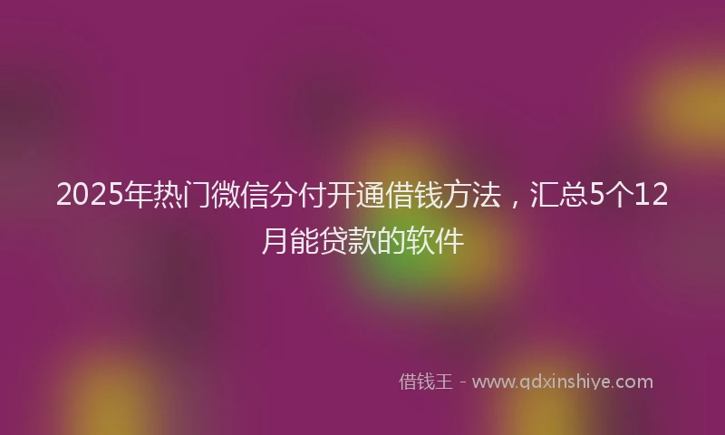 2025年热门微信分付开通借钱方法，汇总5个12月能贷款的软件