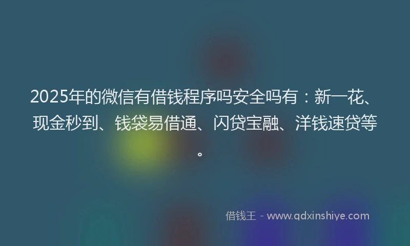 2025年的微信有借钱程序吗安全吗有：新一花、现金秒到、钱袋易借通、闪贷宝融、洋钱速贷等。
