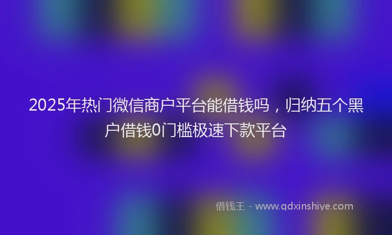2025年热门微信商户平台能借钱吗，归纳五个黑户借钱0门槛极速下款平台