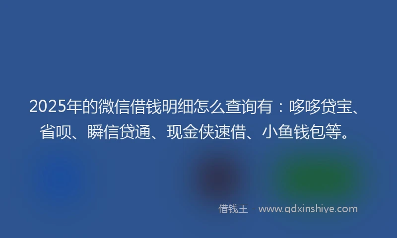 2025年的微信借钱明细怎么查询有：哆哆贷宝、省呗、瞬信贷通、现金侠速借、小鱼钱包等。