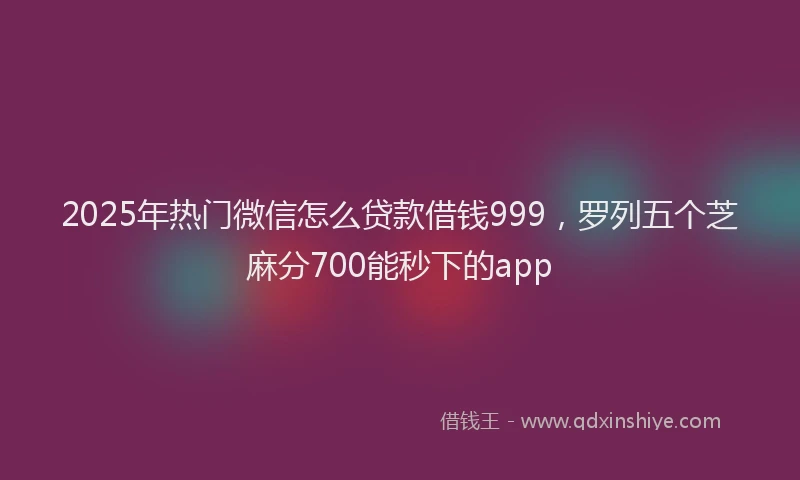 2025年热门微信怎么贷款借钱999，罗列五个芝麻分700能秒下的app