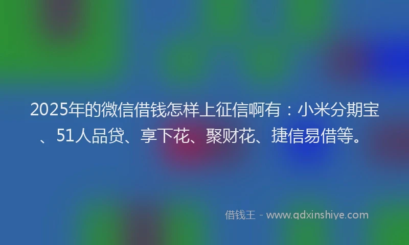 2025年的微信借钱怎样上征信啊有：小米分期宝、51人品贷、享下花、聚财花、捷信易借等。