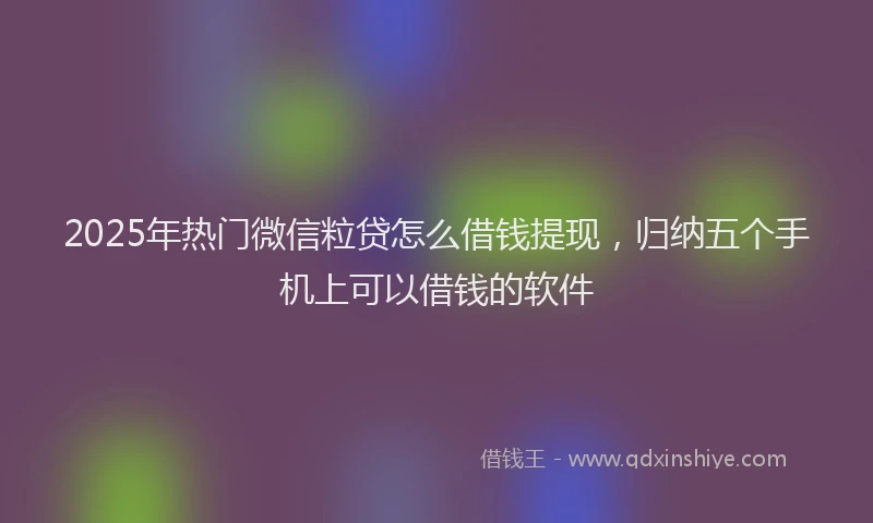 2025年热门微信粒贷怎么借钱提现，归纳五个手机上可以借钱的软件