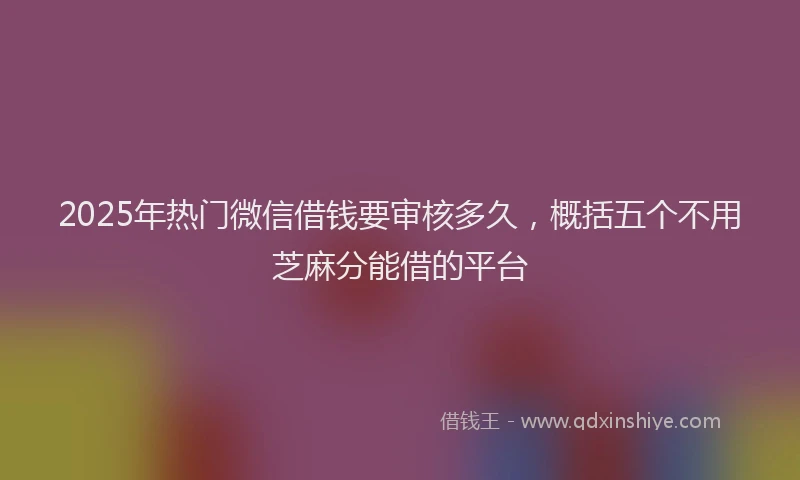 2025年热门微信借钱要审核多久，概括五个不用芝麻分能借的平台