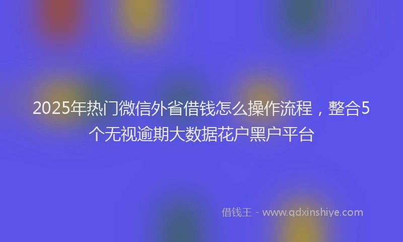 2025年热门微信外省借钱怎么操作流程，整合5个无视逾期大数据花户黑户平台