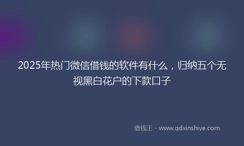 2025年热门微信借钱的软件有什么，归纳五个无视黑白花户的下款口子
