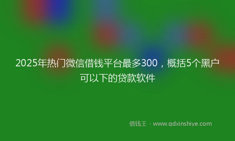 2025年热门微信借钱平台最多300，概括5个黑户可以下的贷款软件