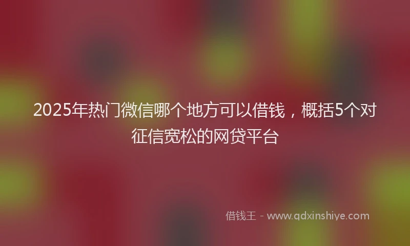 2025年热门微信哪个地方可以借钱，概括5个对征信宽松的网贷平台